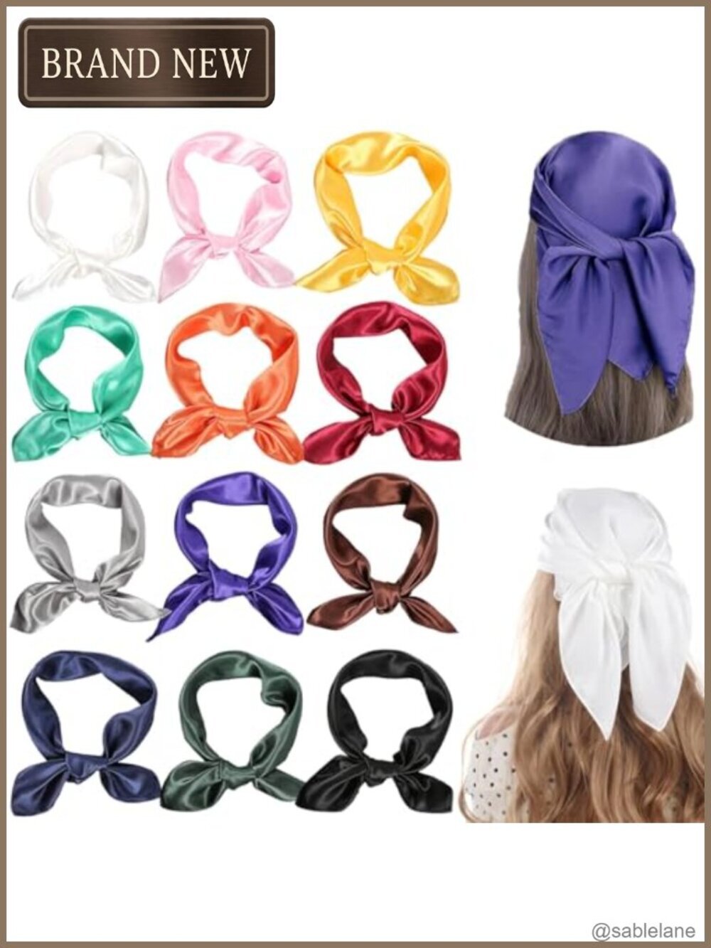 12 Pack Silky Soft Polyester Square Fashion Scarves for Hair Wrap Neck Scarf
